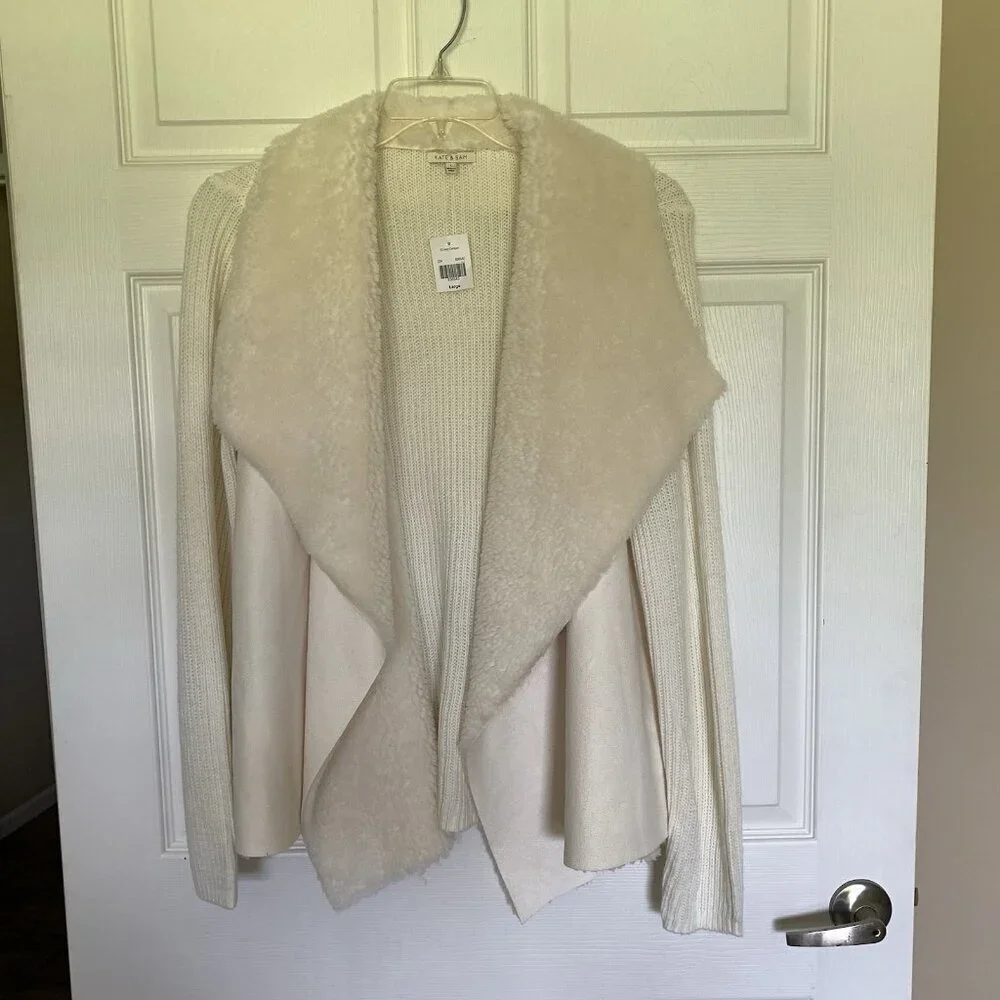 Cozy Cream Hooded Knit & Sherpa Cardigan - Picture 2 of 11